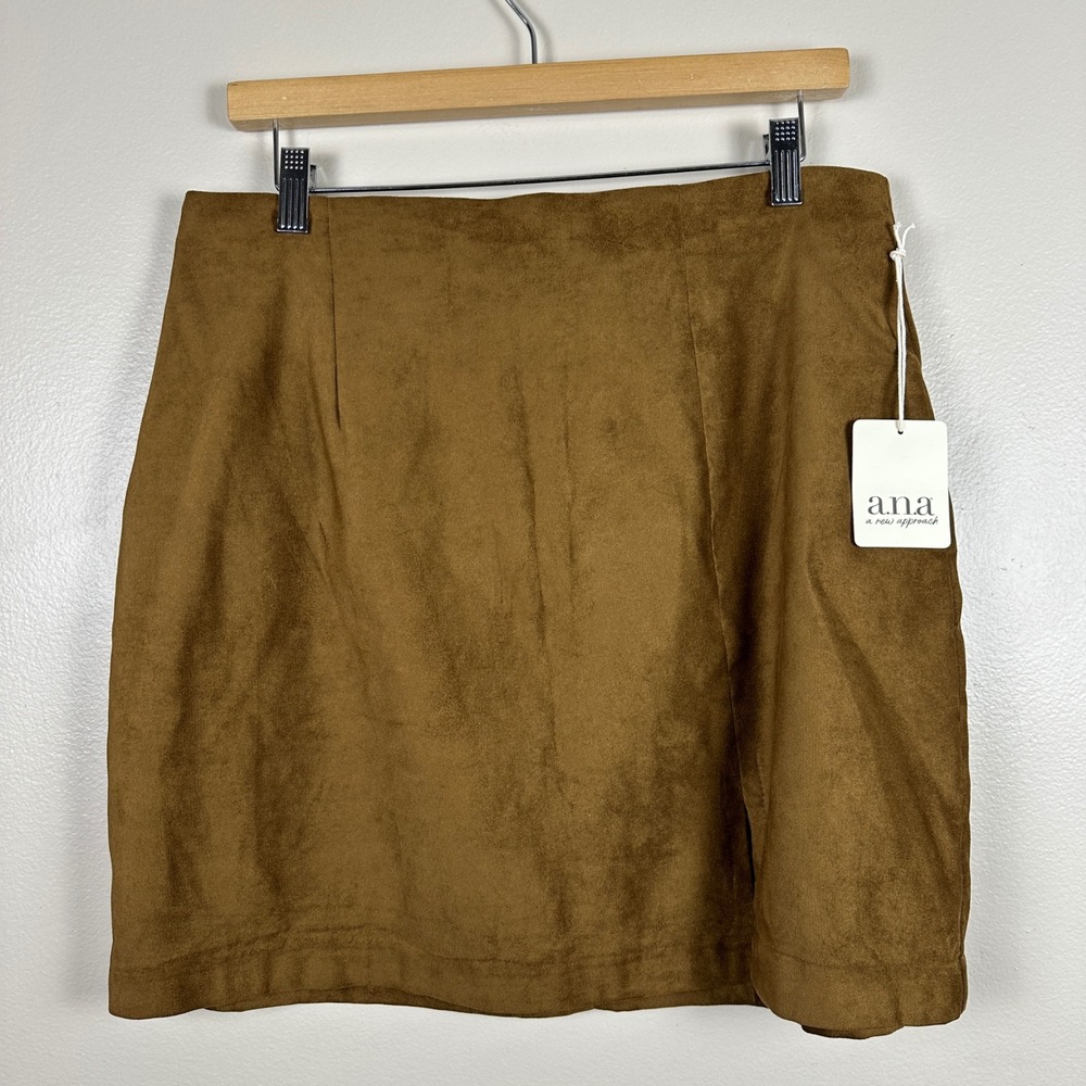 a.n.a Women's 14 Mini Skirt Brown Faux Suede A-Line Back Zip NEW